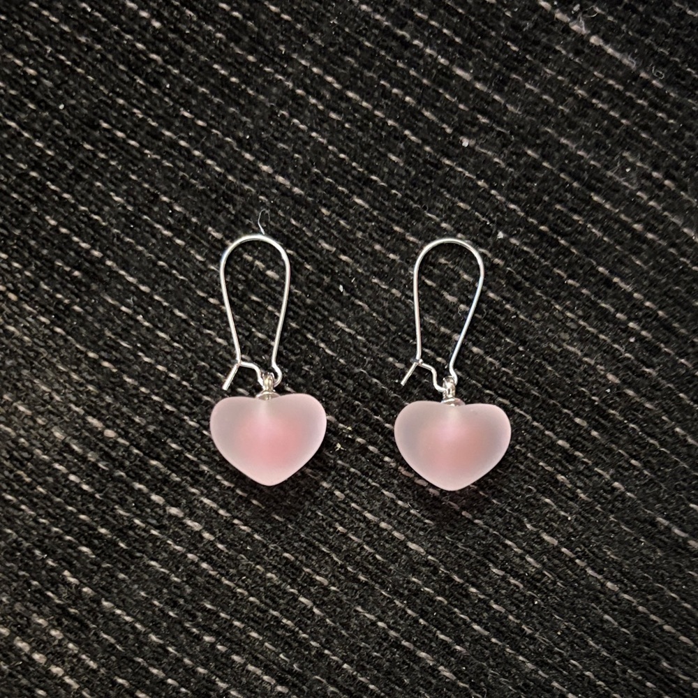 Handmade Elegant Pink Heart Earrings